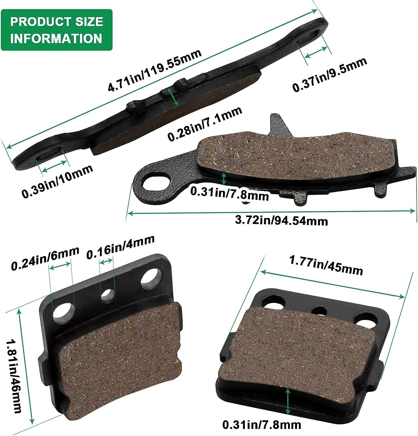 Brake Pads for Kawasaki KFX 450R KFX450R KSF450 2008 2009 2010 2011 2012-2014