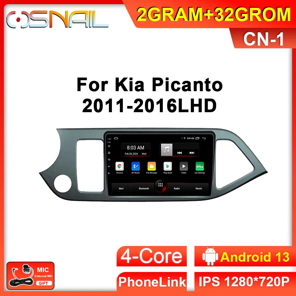 for KIA PICANTO Morning 2011-2016 Android LHD Car Radio Screen 2+32GB GPS Player