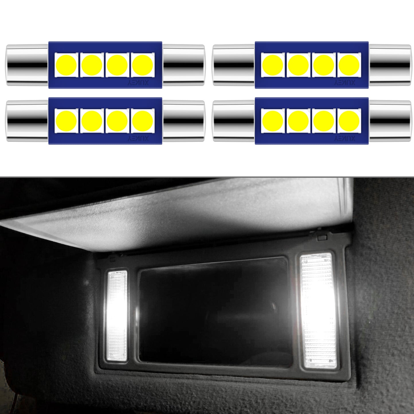 4x White 28mm 29 4 -SMD T6 6641F LED Bulbs Sun Visor Vanity Mirror Fuse Lights