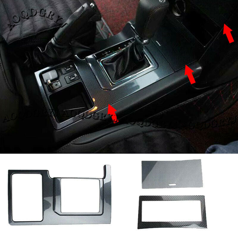 Carbon Fiber Gear Shift Panel Moulding Cover Trim for Toyota Prado 4.0L 2010-17