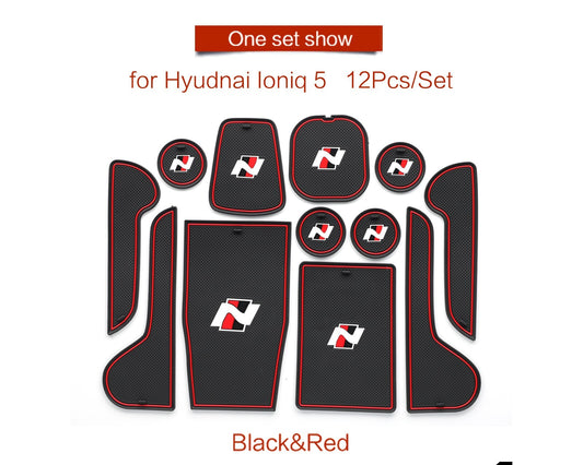 for Hyundai IONIQ 5 Anti-Slip Gate Slot Mat Door Groove Pad Cup Coaster Red