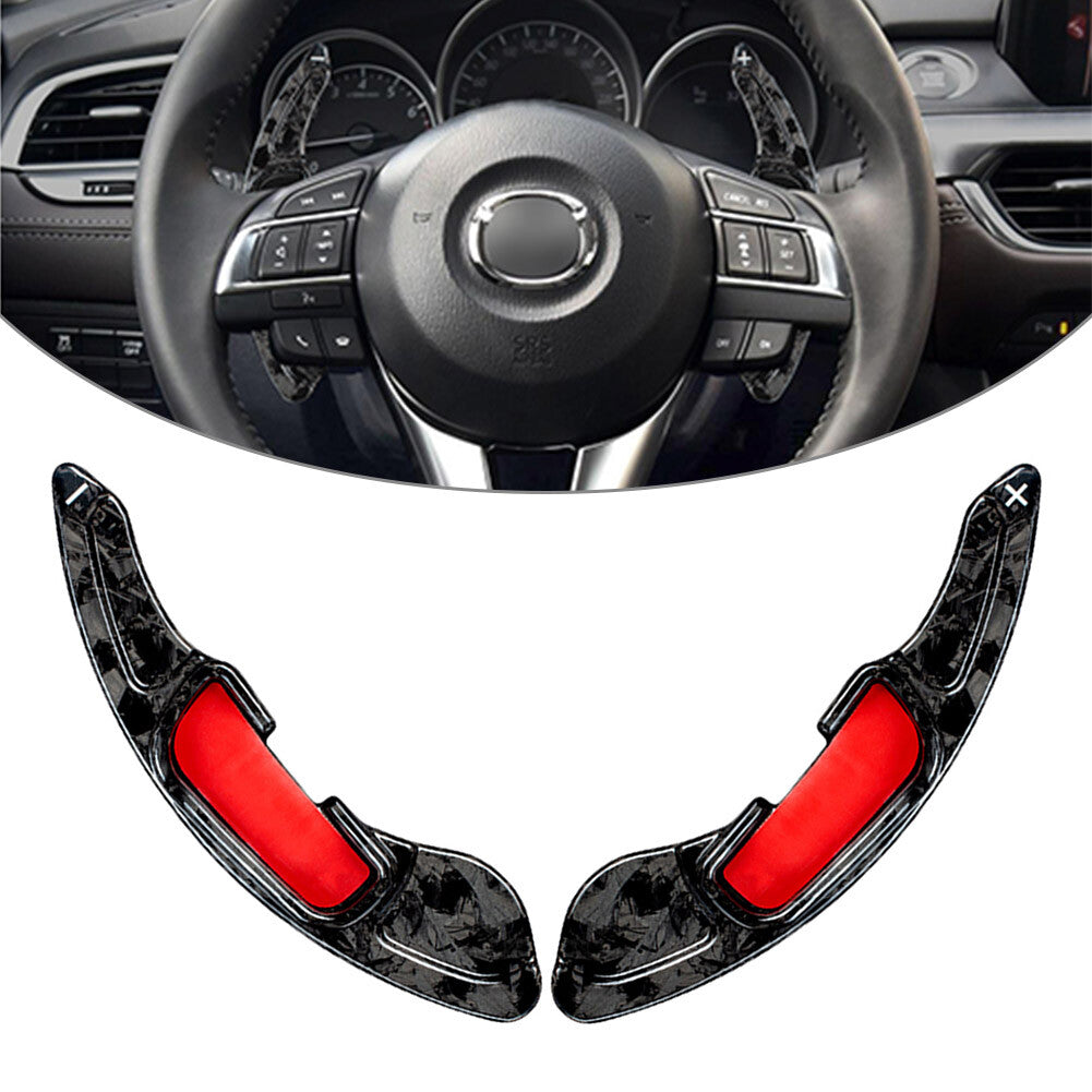 Carbon Fiber Steering Wheel Paddle Shifter Extension Fit for Mazda CX-3 CX-5 MX-5 6