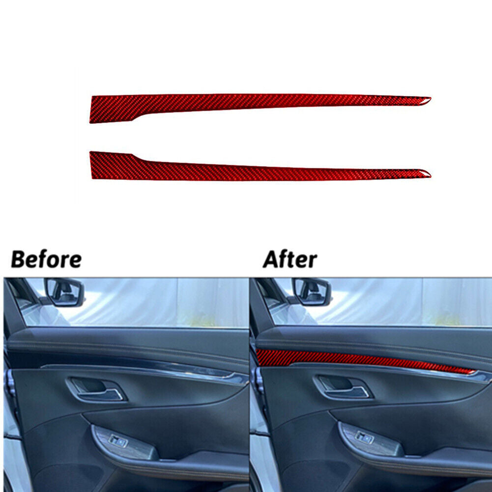 Red Rear Door Interior Trim Strip Cover Carbon Fiber for Chevy Impala 2014-2020