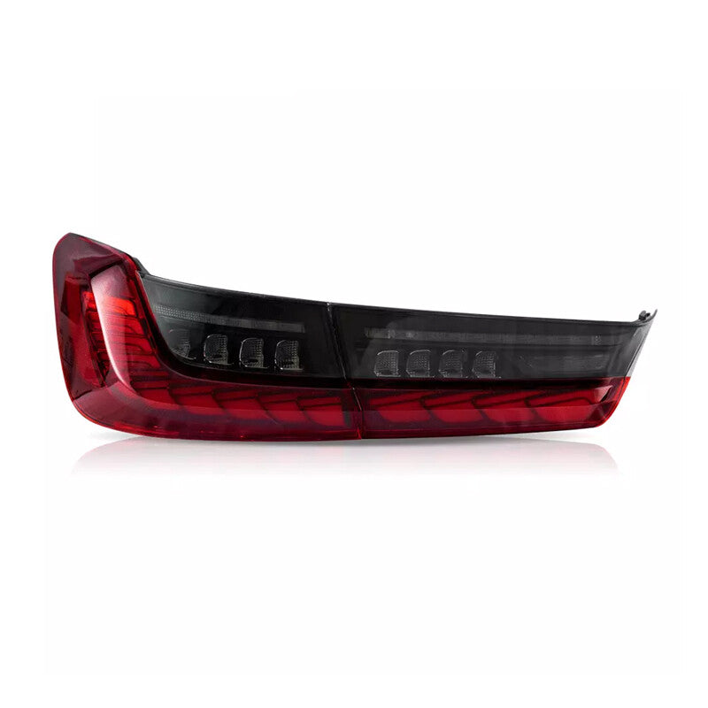 A pair of red-styled OLED taillights are available for the 2019-22 for BMW 3 Series G20 G80 M3 with start-up.