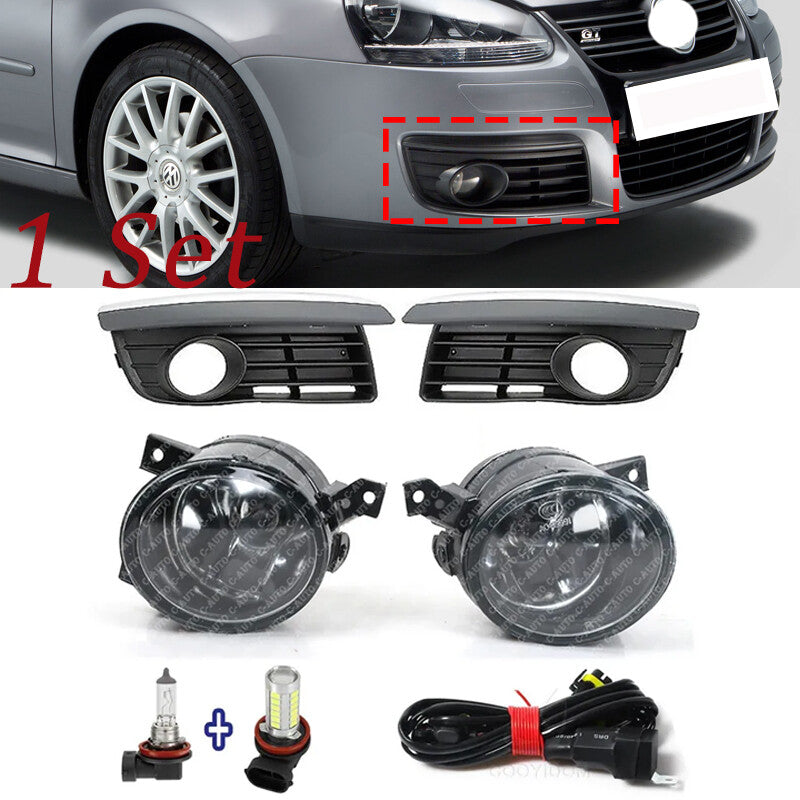 Set for VW for Jetta V MK5 2006-2011 Front Bumper Fog Lamp Fog Light Cover+Wire