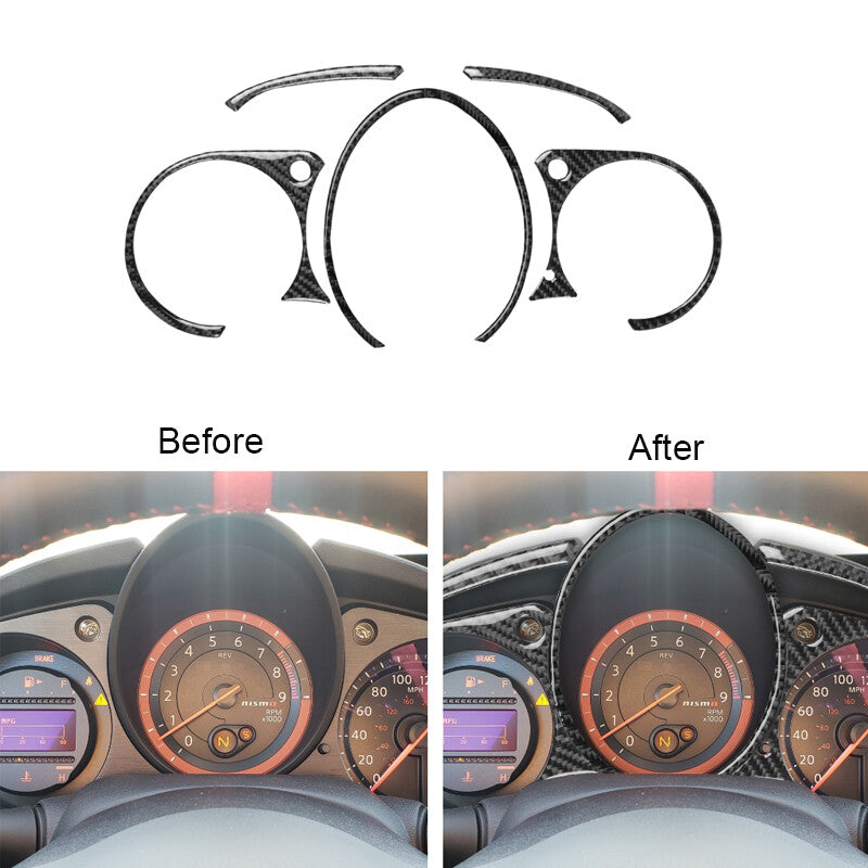 5Pcs Carbon Fiber Instrument Cluster Panel Cover Trim For 2009-2020 for Nissan 370Z