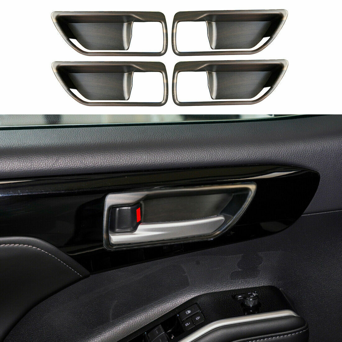 for toyota Highlander 2020-2022 Interior Wood grain Door Handle Panel Cover Trim