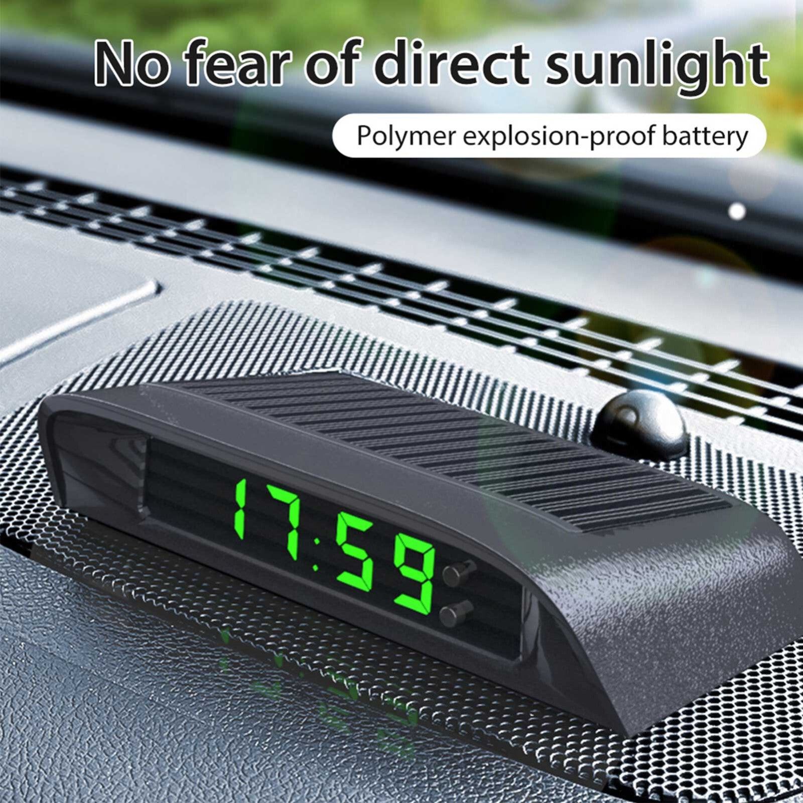 Car Clock Thermometer Solar Powered USB Digital Time Temperature Meter Dashboard