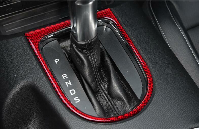 for Ford for Mustang for Shelby 2015-22 Red Carbon Fiber Middle Console Gear Shift Frame