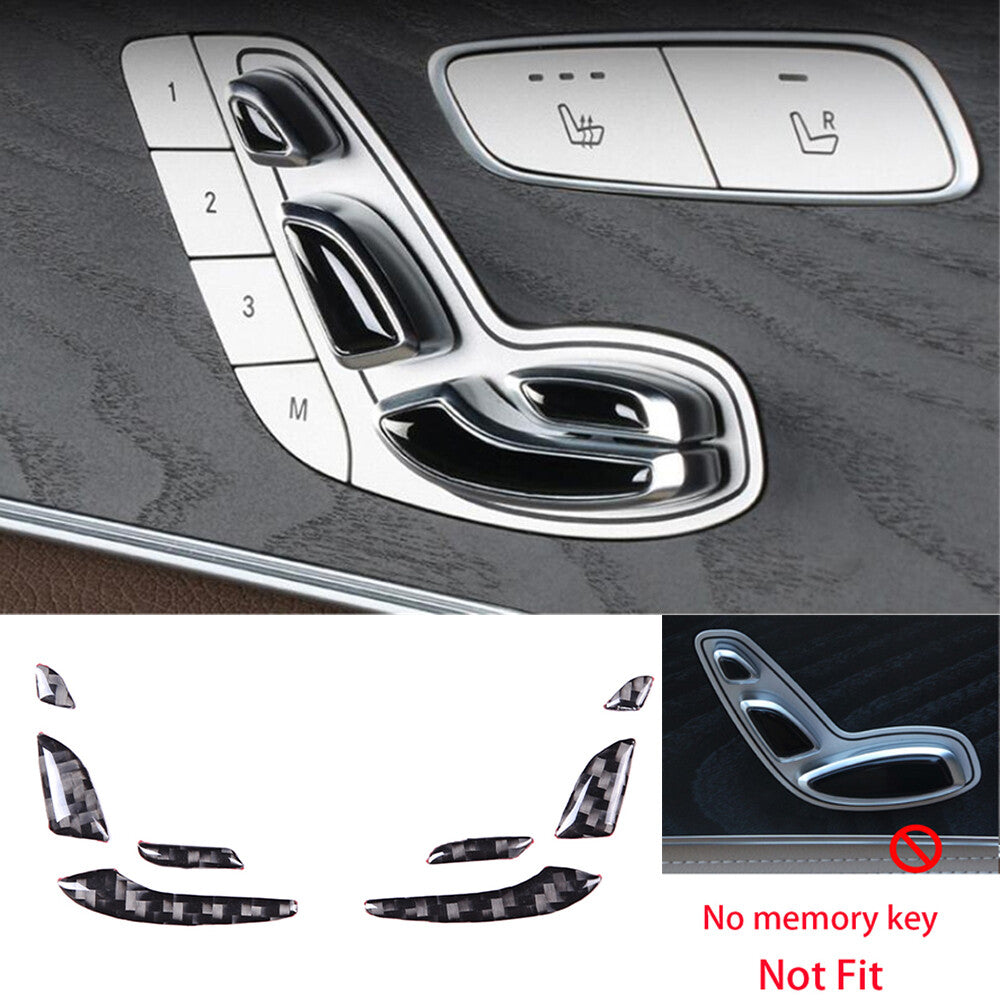 Carbon Fiber for Seat Adjustment Button Cover for Benz C E GLC Class W205 W213 2016+