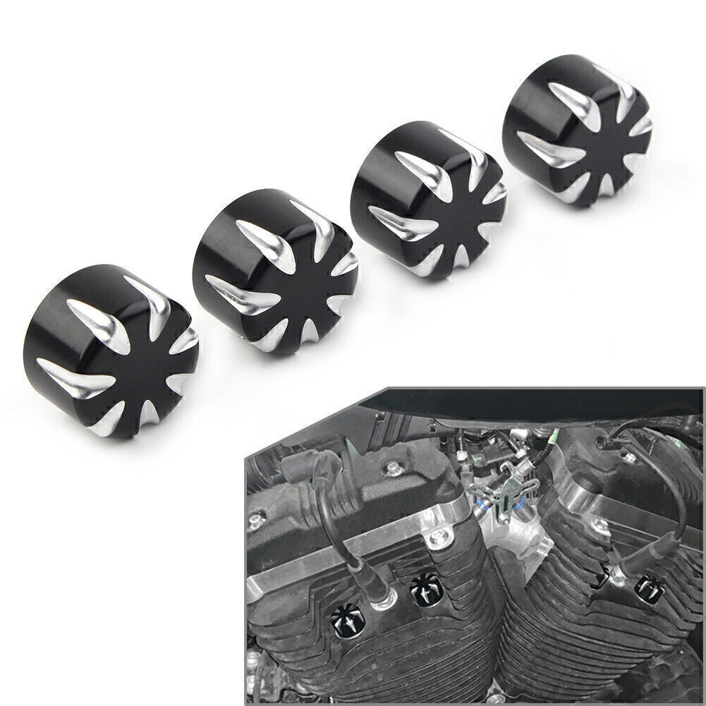 for Harley 883 Motorcycle Head Bolt Topper Cover Cap Engine Cover Trim 4x Black