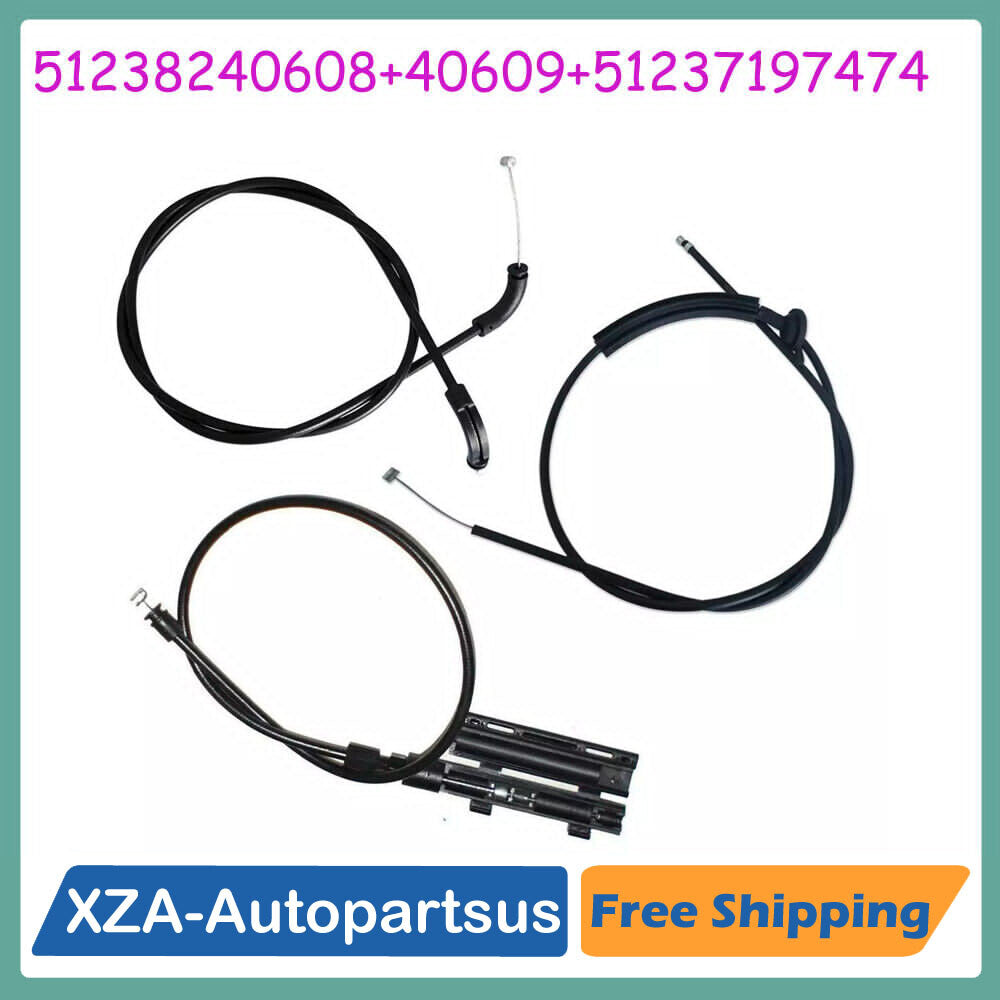 3PCS Engine Hood Release Cable Bowden Cable Kit for BMW E65 E66 7er 51237197474
