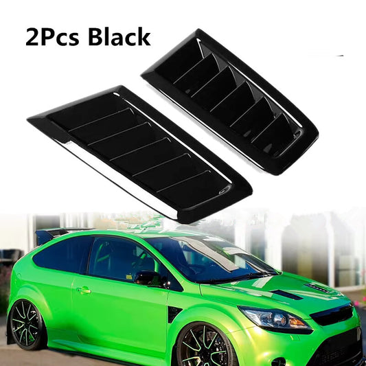 2Pcs Car Engine Hood Vent Louvers Air Scoop Bonnet Vent Air Intake Cover Black