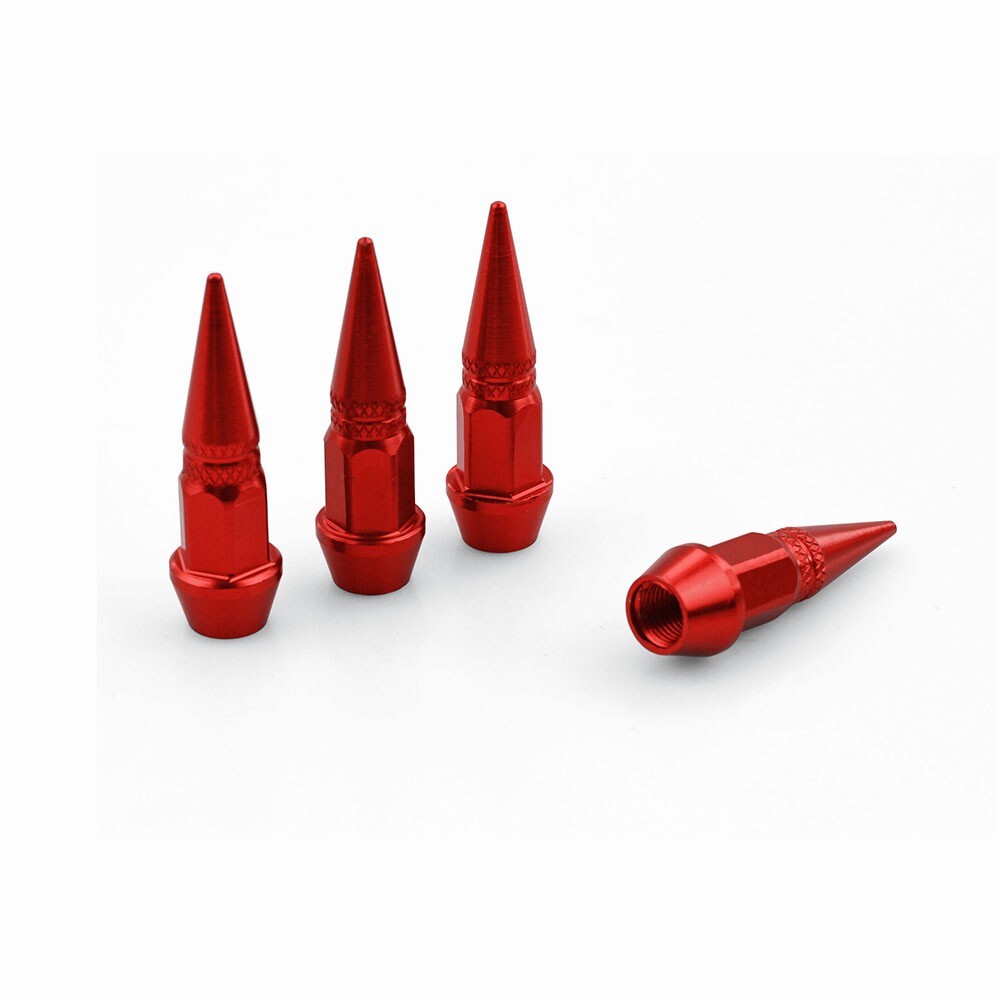 4x Red Dustproof Spike Shape Tire Wheel Stem Valve Caps for Car Motorcycle Auto