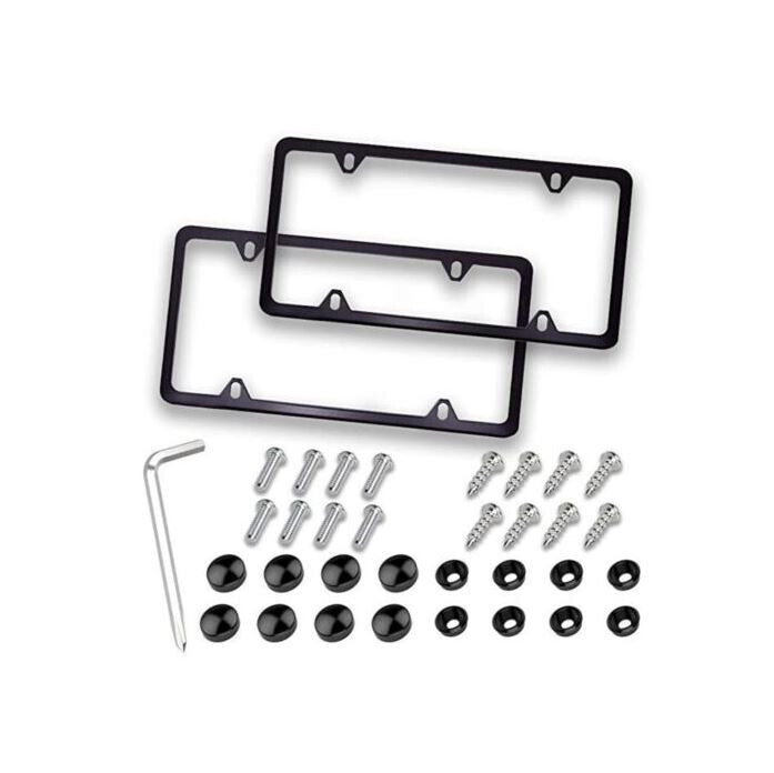 Car license plate frame cover cap, trunk ultra-thin metallic black, suitable  for ford