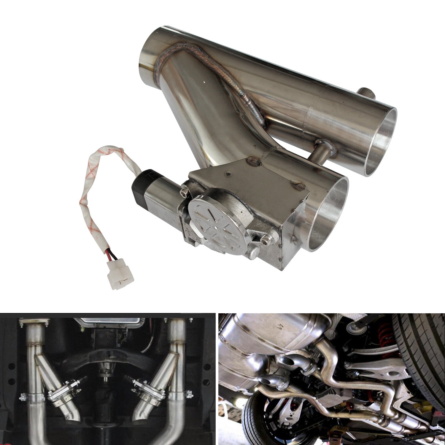 3 76mm Electric Y-Pipe Exhaust Valve Dual-Valve Remote pipe Tip Exhaust Pipe