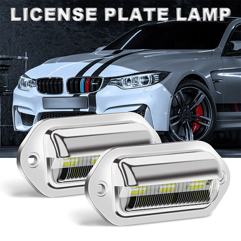 10X Sliver 6 LED License Plate Tag Lights Lamp for Truck SUV Trailer Van 12-24V