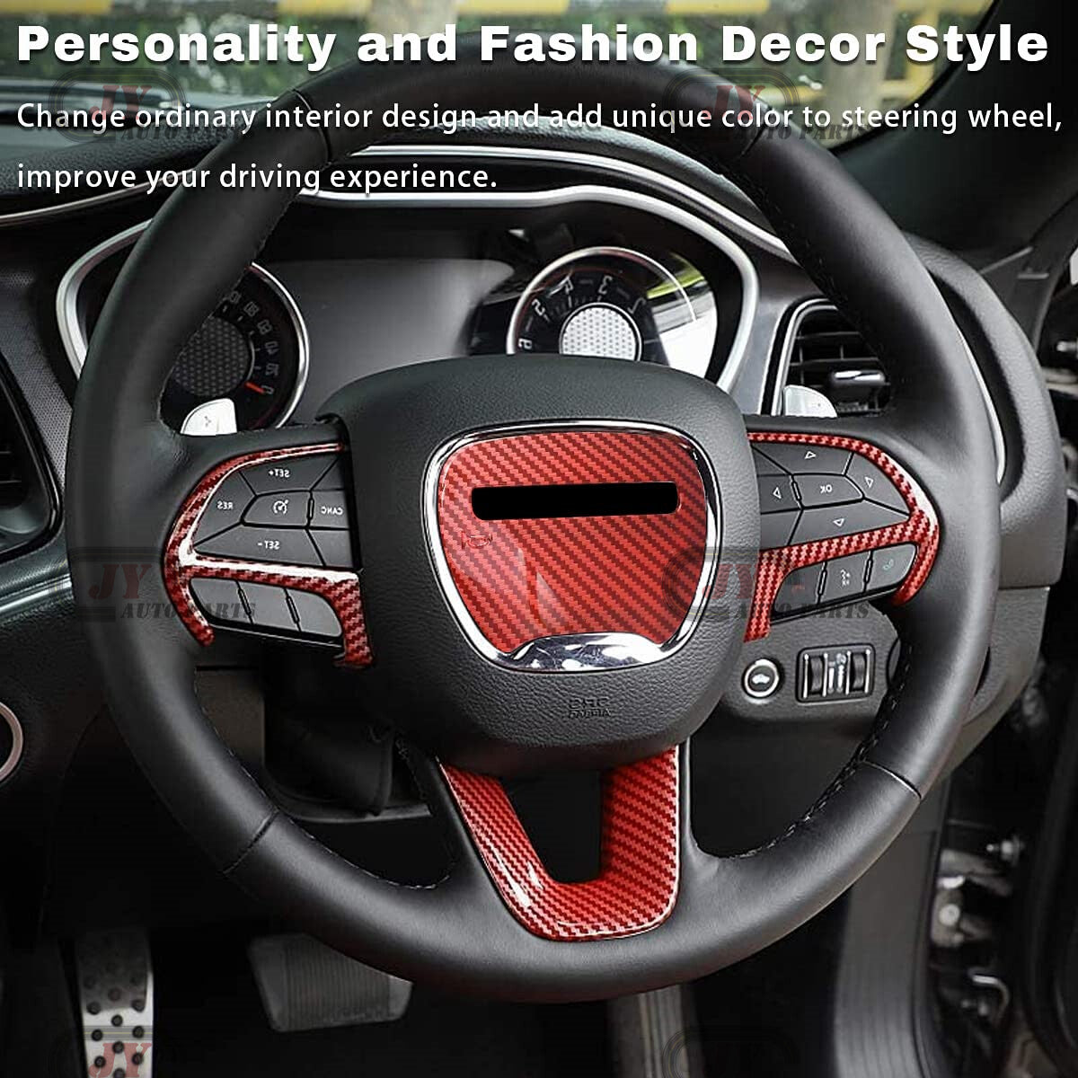 4x For 15-22 for Dodge Charger for Challenger Red Steering Wheel Cover Trim Accessories