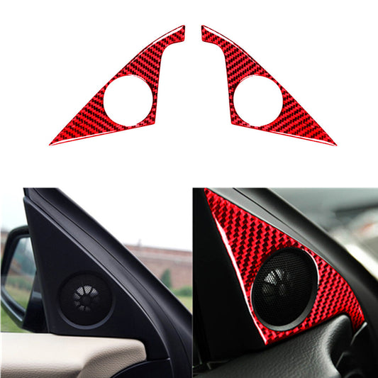 Red Carbon Fiber Front Door Corner Speaker Trim for BMW 6 Series E63 E64 2004-10