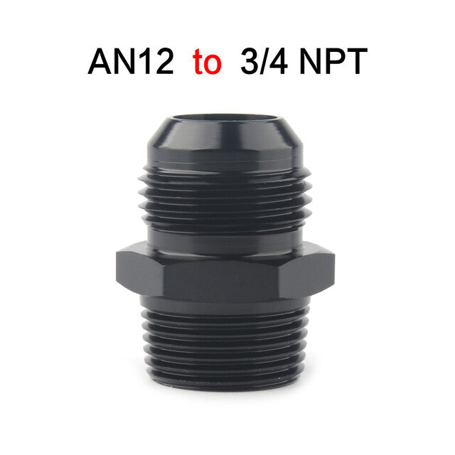1-Piece Straight Adapter 12AN to 3/4 NPT Accessories, Black Aluminum Premium Material