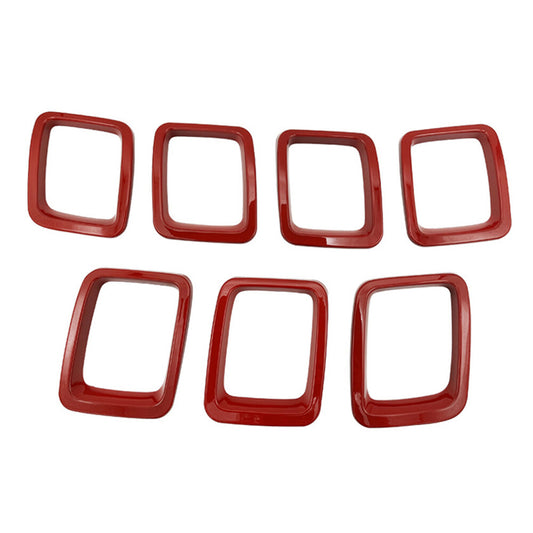7Pcs for Jeep Compass 2017-2020 Front Grille Grill Insert Cover Trim Decor Red