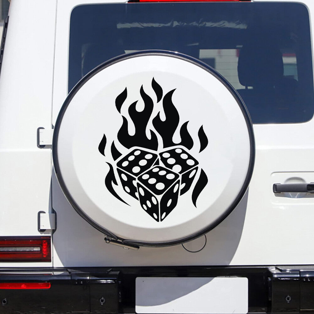 1pcs Flame Dice Car Hood Body Sticker Self-Adhesive Vinyl Graphics Decal Black