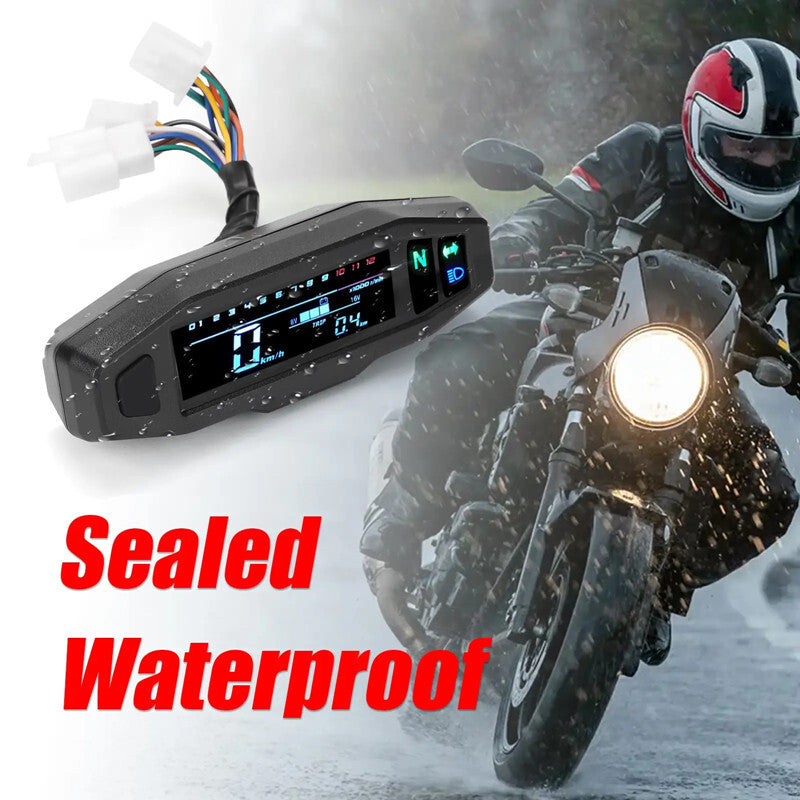 Motorcycle Speedometer LCD Digital Odometer Counter Fuel Meter Turn Signal Light