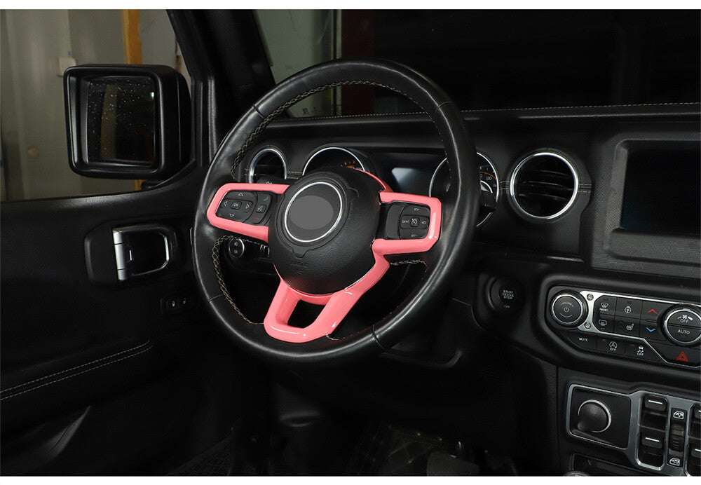 for Jeep for Wrangler JL JT 2018+ABS Pink Cup Holder Gear Shift Steering Wheel Trim