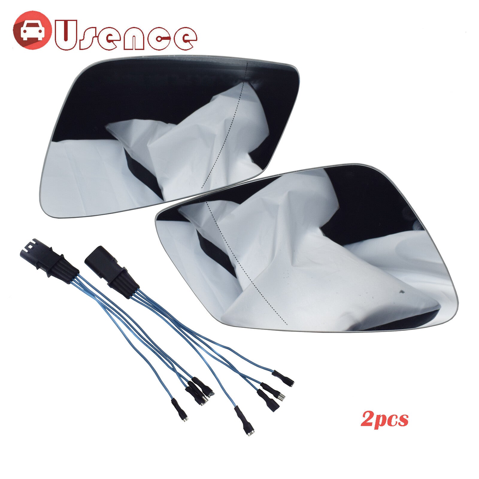 2PCS Heated Mirror Glass W/ Wire 4 Pins 51167186588 for BMW 5 6 7 GT E60 F10 F18