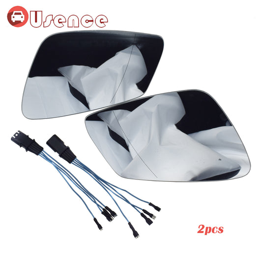 2PCS Heated Mirror Glass W/ Wire 4 Pins 51167186588 for BMW 5 6 7 GT E60 F10 F18