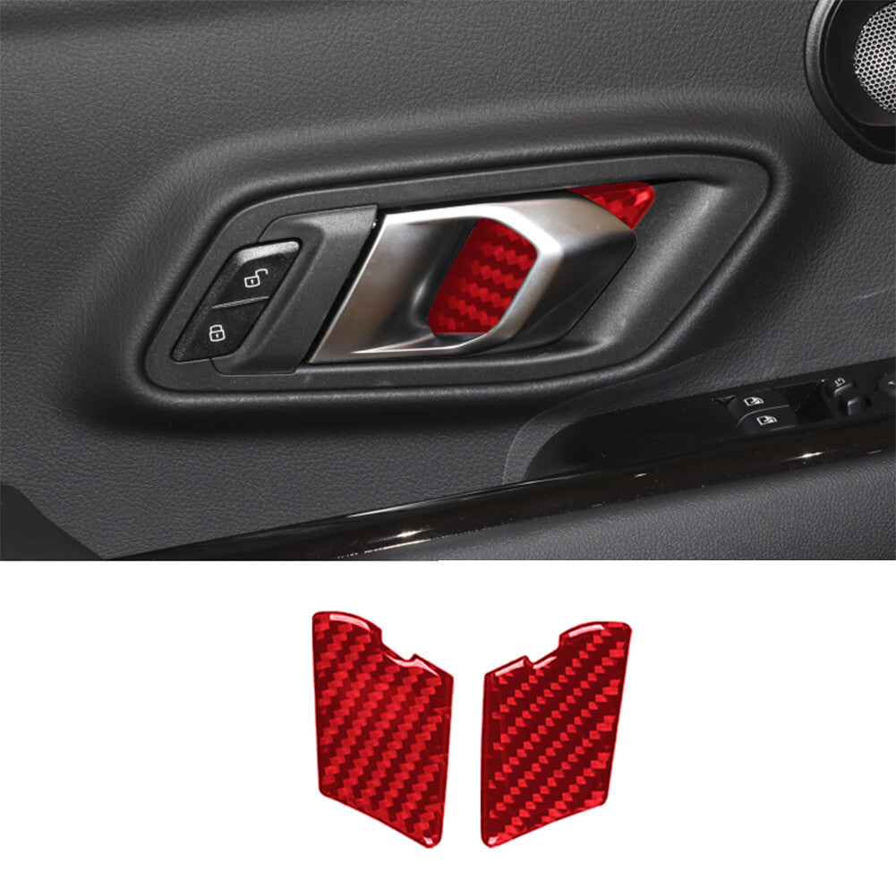 2X Red Carbon Fiber Door Handle Shell Trim for Toyota Supra A90 2019-2022