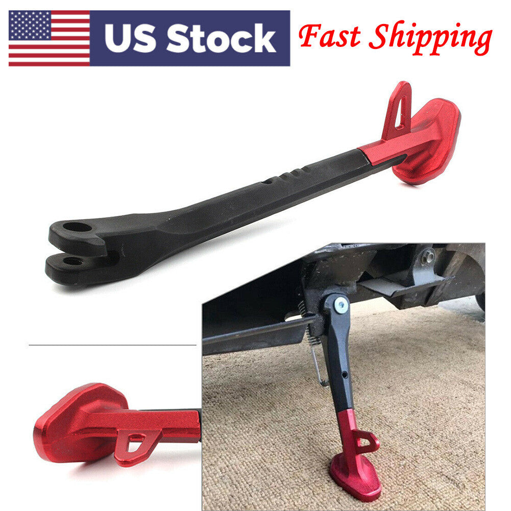 250MM Single Side Stand Leg Kickstand Supporter Black+Red CNC Alloy Motorcycle