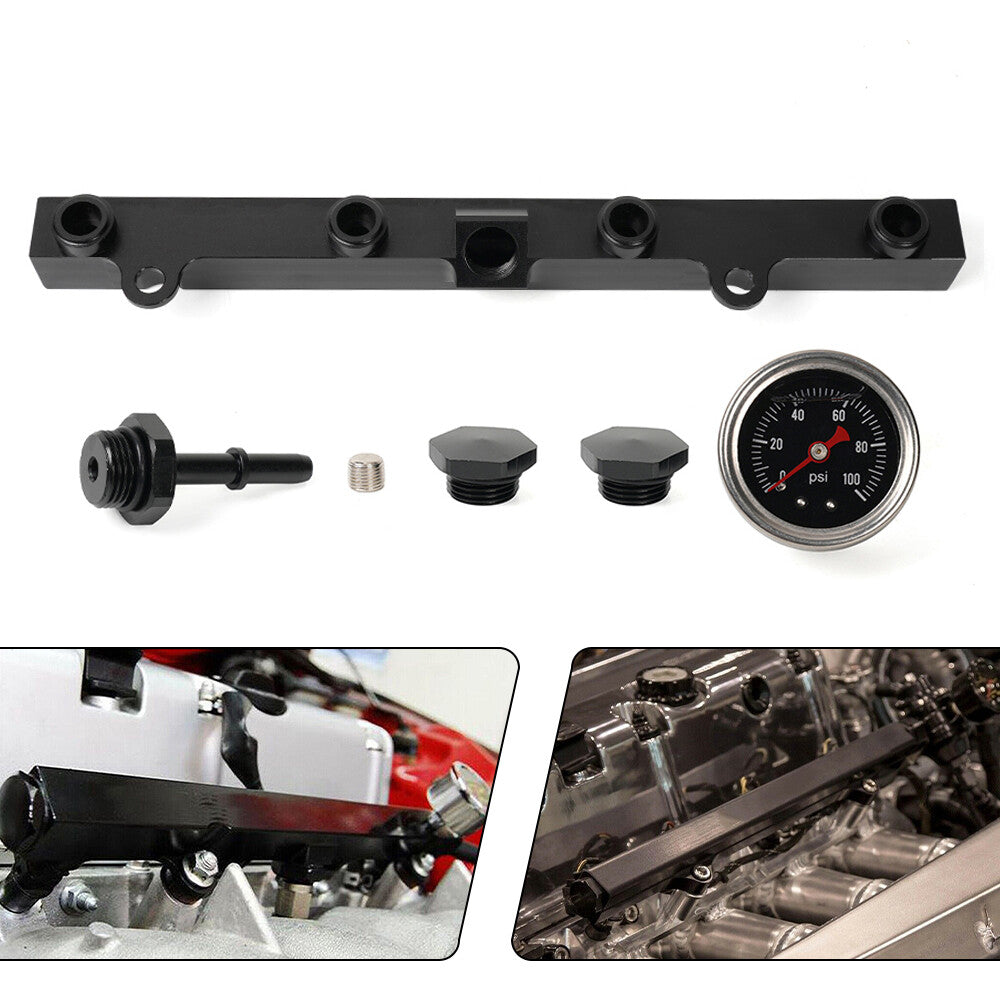 For K-Series K20/24 Rsx Engine High Flow Fuel Rail with 1/8NPT Gauge