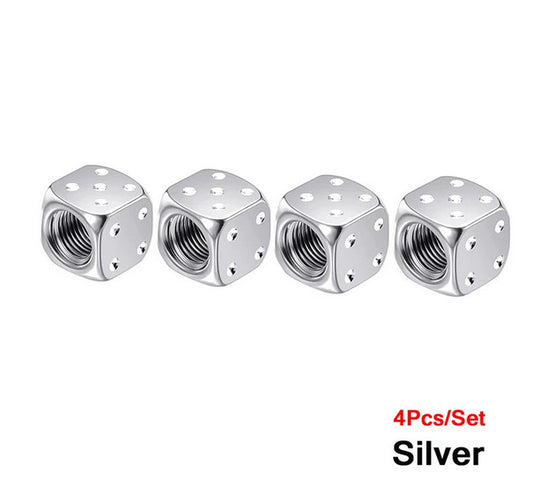 4-piece car tire valve cover rod air dust cover dice silver for Audi