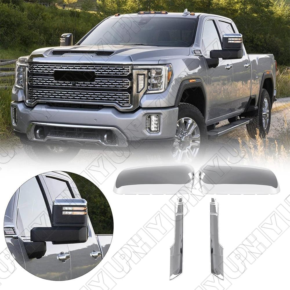 TopSide Chrome Mirror Cover Caps For Chevy Silverado for GMC for Sierra HD 2500 3500