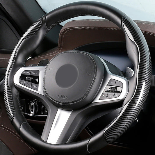 2-piece universal carbon fiber car steering wheel booster anti-slip cover