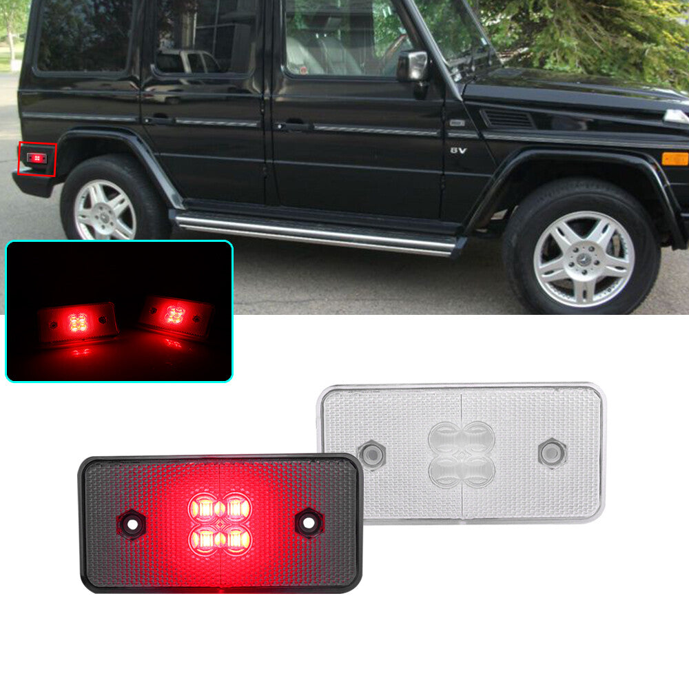 Red full LED transparent rear-side marker light applicable to 2002-2014 for Mercedes-Benz W463 G-Class.