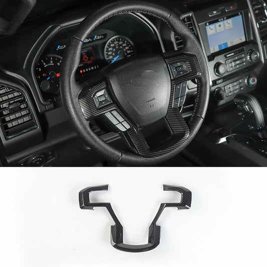 for Ford F150 F-150 2015-2020 Carbon Fiber Inner Steering Wheel Panel Cover Trim