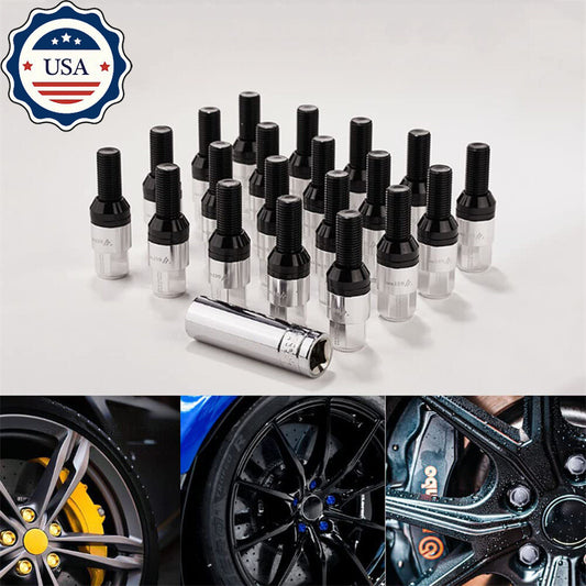 M12x1.25Wheel Lug Bolts 20pc Cone for Seat Studs 28mm Shank for Jeep for Chrysler Silver