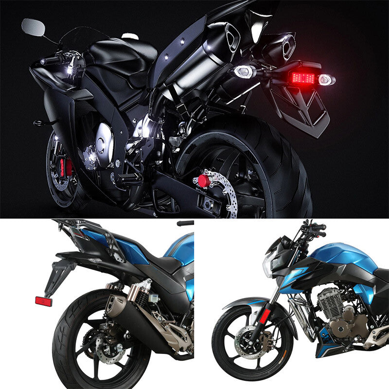 2X Rectangle 24 LED Motorcycle Reflector Stop Brake Tail Turn Signal Light Lamp