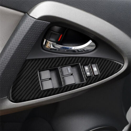 Soft Carbon Fiber Glass Window Switch Panel Cover Trim for Toyota RAV4 2006-2012
