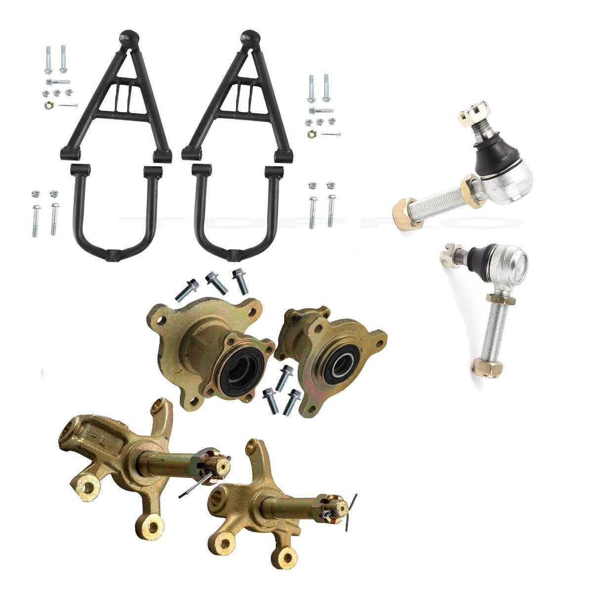 Suspension control arm, A-arm, steering strut joint, main shaft, wheel hub, go-kart, all-terrain vehicle
