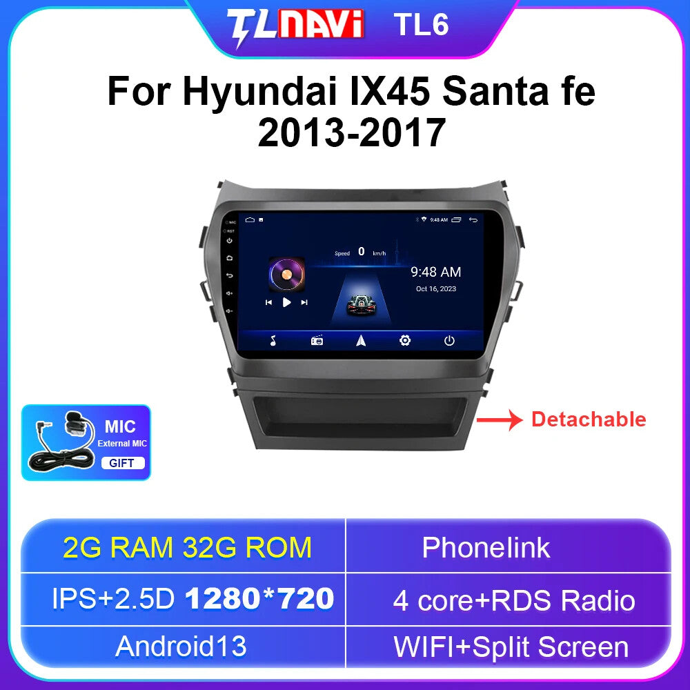 for Hyundai Santa Fe 3 Grand ix45 Car Radio Video Player Carplay GPS Navigation