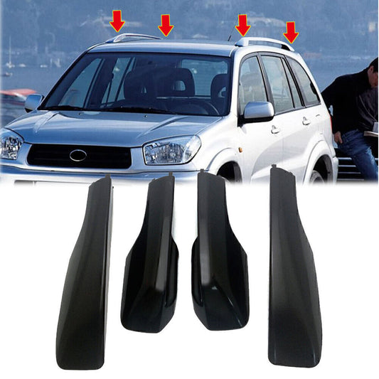 4X Black Roof Rack Rail End Cover Cap Shell Replacement Fit for Toyota RAV4 2001-05