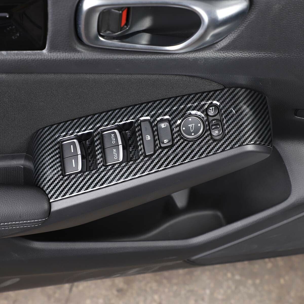 4¡ÁCarbon Fiber ABS Window Lift Switch Button Trim for Honda for Civic 11th 2022 2023