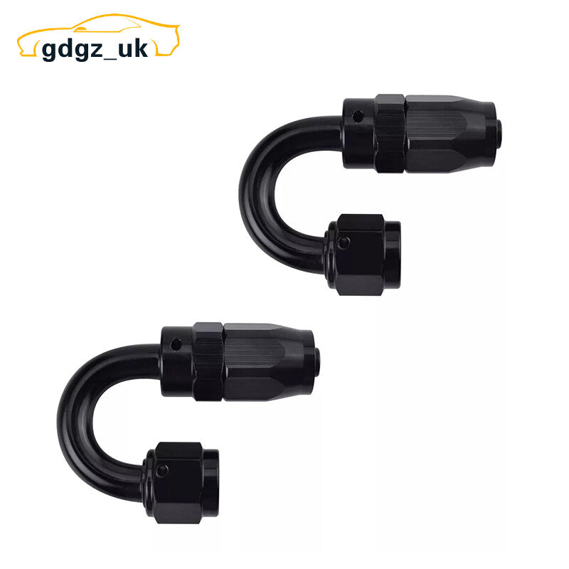 2¡ÁBlack AN8 8AN 180 Degree Swivel Hose End Fitting Adapter for Braided Fuel Line