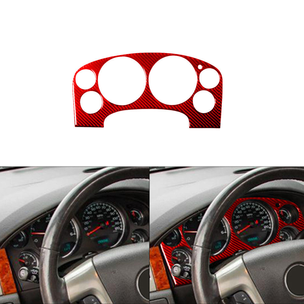 Red Carbon Fiber Speedometer Cover Trim For Silverado/Tahoe/ for Sierra 2007-2014