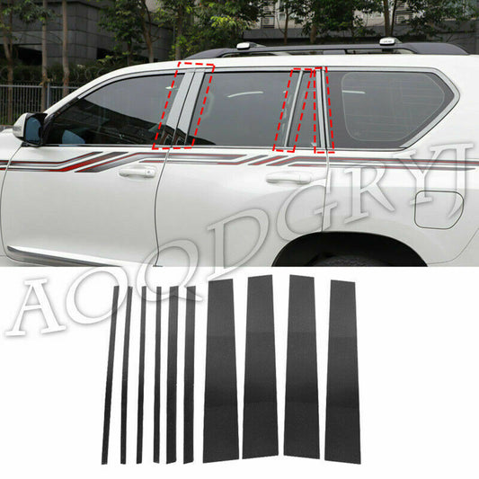 10X Black Pillar Posts for Toyota Prado Fj150 2010-2021 Car Door Trim Cover Kit