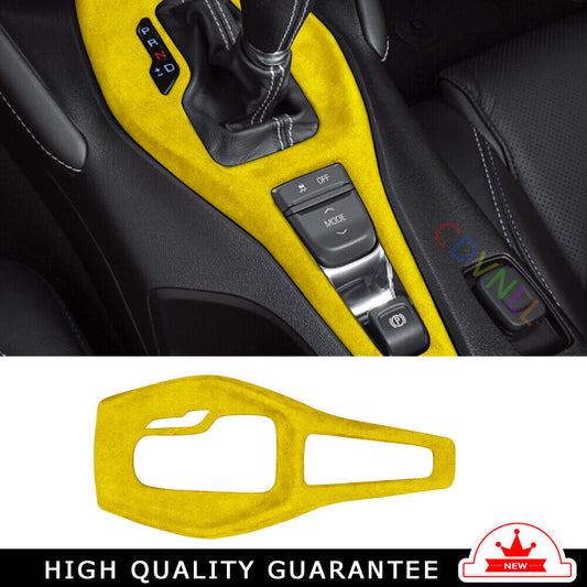 Console Gear Shift Frame Cover Trim for Chevrolet Camaro 2016-2020 Yellow Suede
