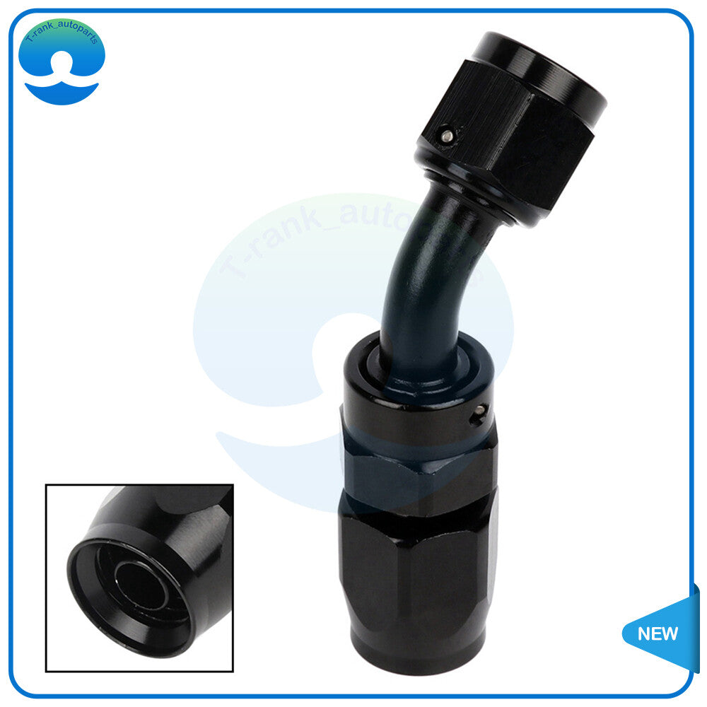 6AN 45 Degree Swivel Hose End Fitting Black Adapter For Oil Fuel Line Hose